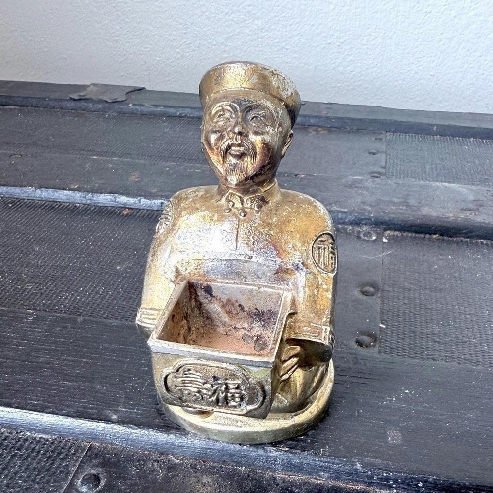 Vintage Brass Asian‎ Incense Burner Cone – Figural Man Japan Midcentury Decor